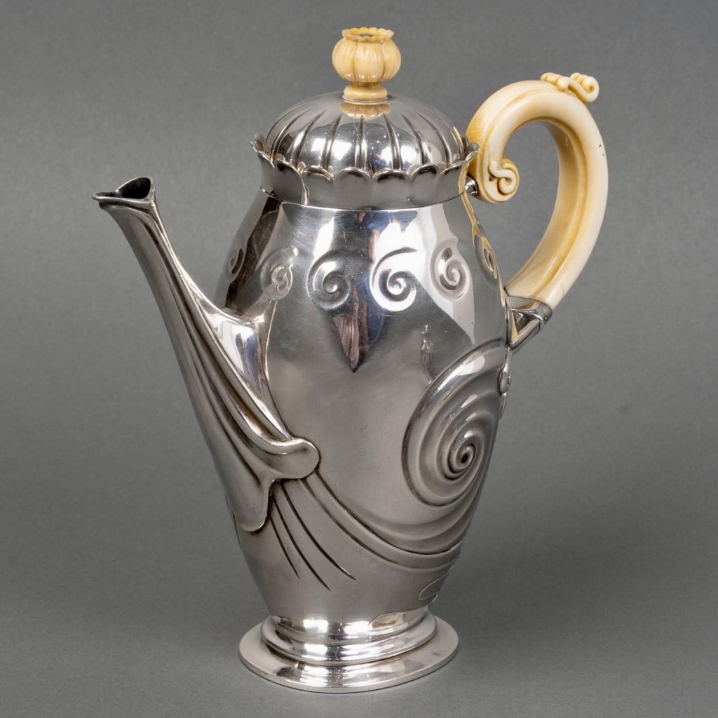 Service Thé et Café Art Nouveau argent massif et ivoire de BONVALLET et CARDEILHAC | Biron 