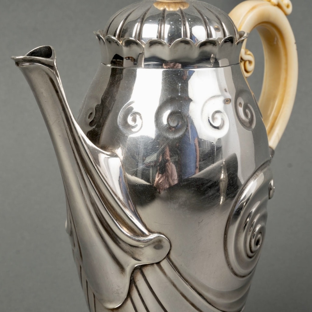 Service Thé et Café Art Nouveau argent massif et ivoire de BONVALLET et CARDEILHAC | Biron 