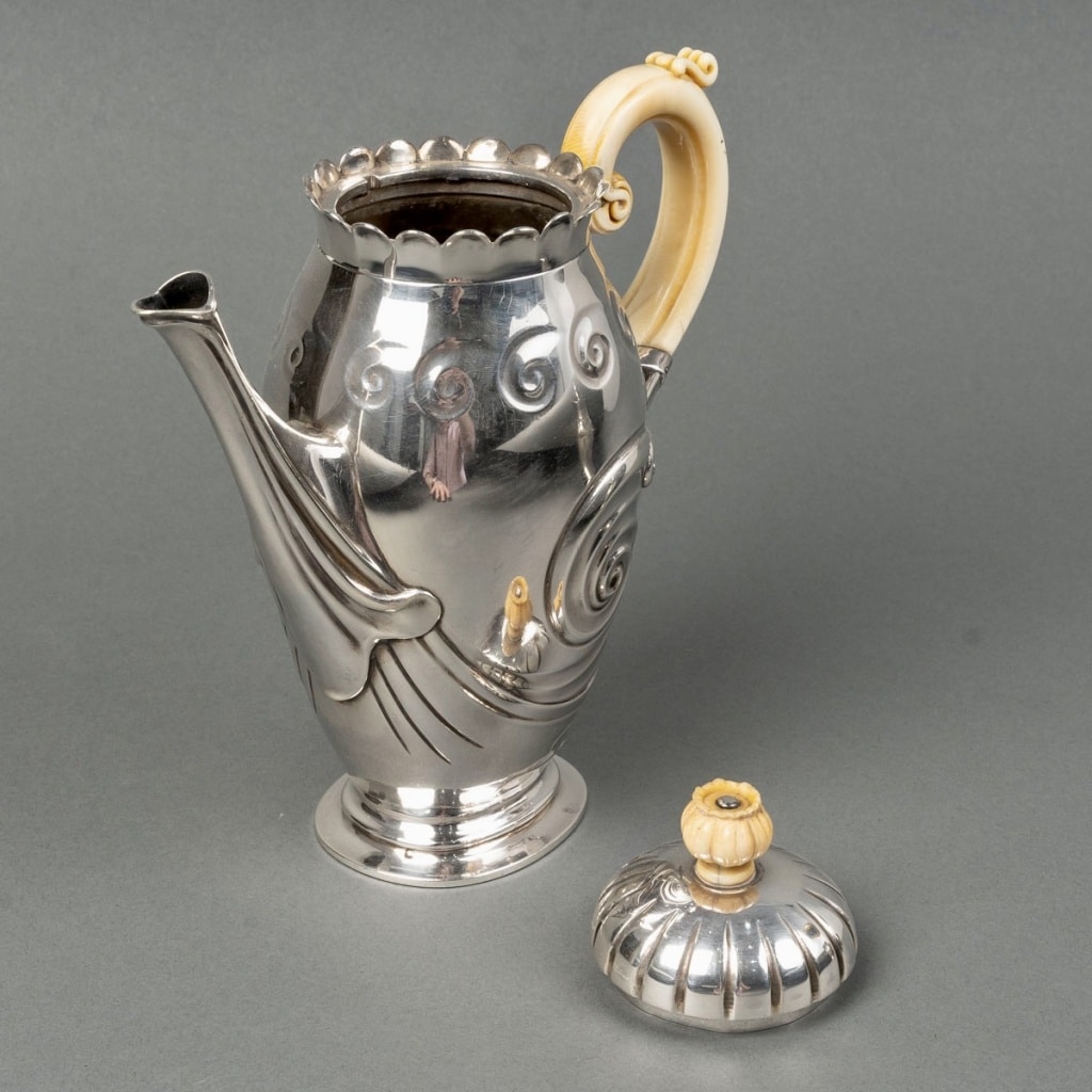Service Thé et Café Art Nouveau argent massif et ivoire de BONVALLET et CARDEILHAC | Biron 