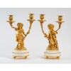 Paire de candélabres de style Louis XVI en bronze doré Amour et Faune d’après Clodion et Delarue vers 1850-1860 | Biron 