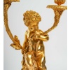Paire de candélabres de style Louis XVI en bronze doré Amour et Faune d’après Clodion et Delarue vers 1850-1860 | Biron 