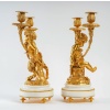 Paire de candélabres de style Louis XVI en bronze doré Amour et Faune d’après Clodion et Delarue vers 1850-1860 | Biron 
