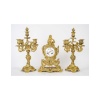 Garniture de cheminée avec ses candélabres en bronze doré de style Louis XV, XIXème siècle. | Biron 