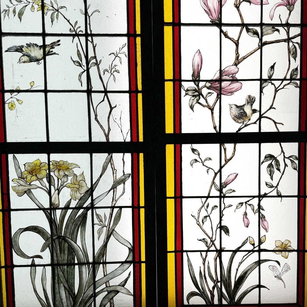 Vitraux aux fleurs et oiseaux (223 x 180 cm) | Biron 