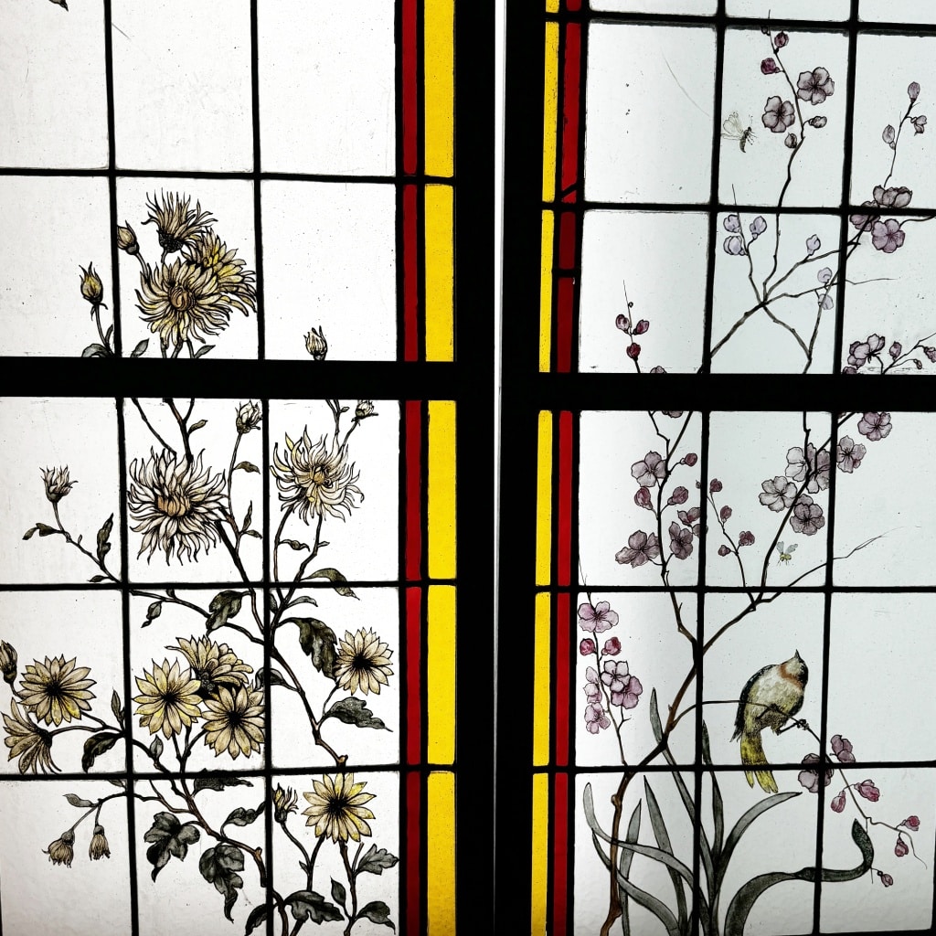 Vitraux aux fleurs et oiseaux (223 x 180 cm) | Biron 