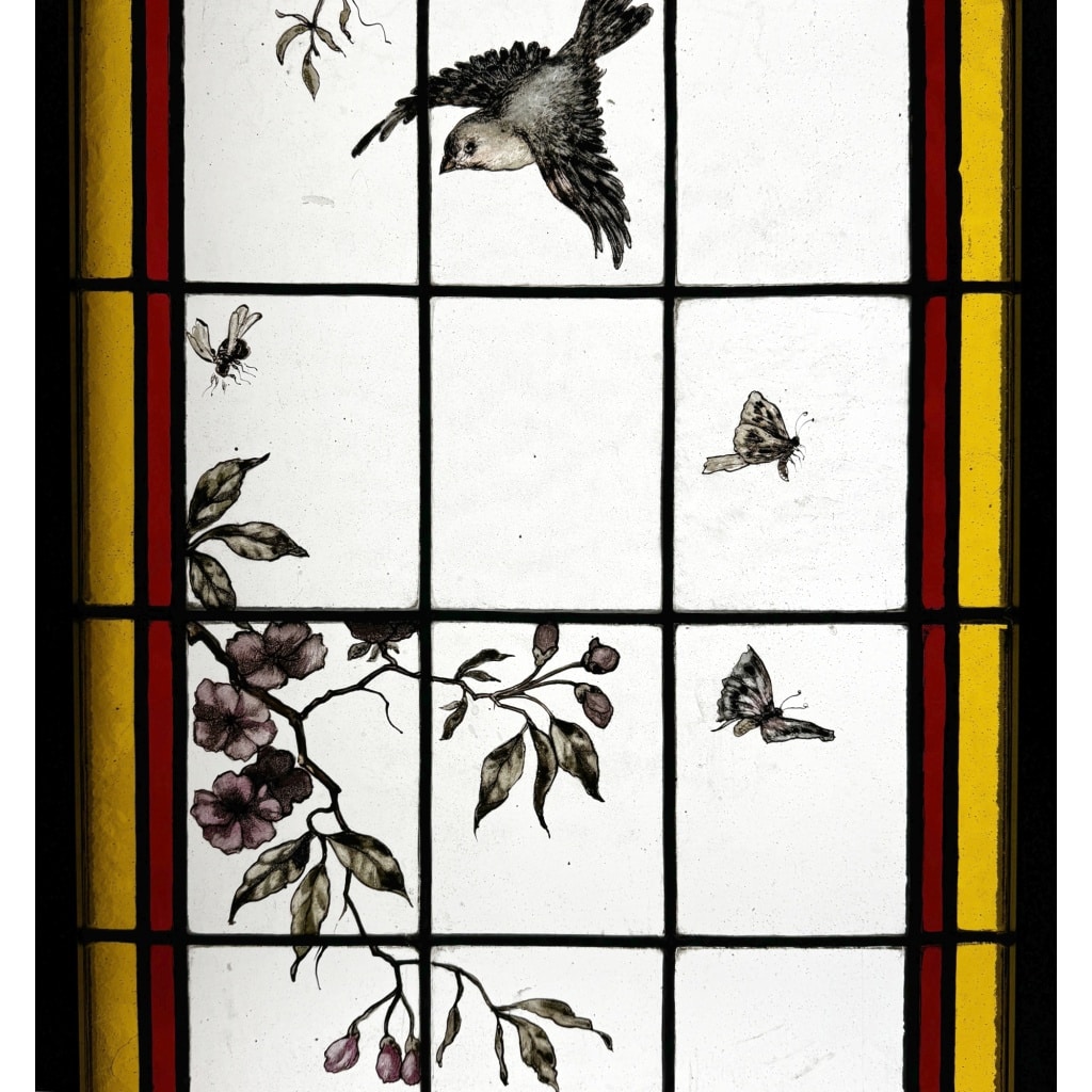Vitraux aux fleurs et oiseaux (223 x 180 cm) | Biron 