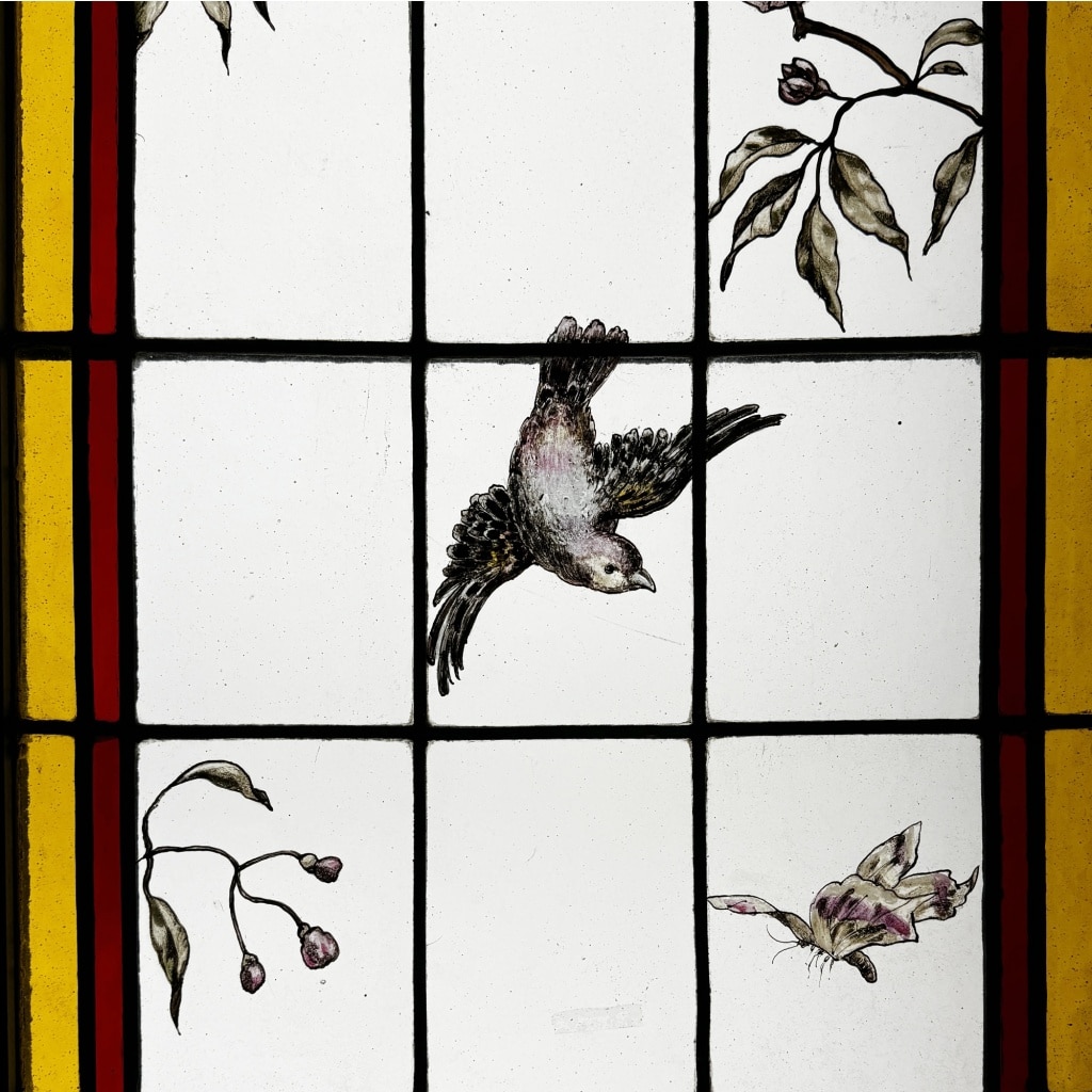 Vitraux aux fleurs et oiseaux (223 x 180 cm) | Biron 