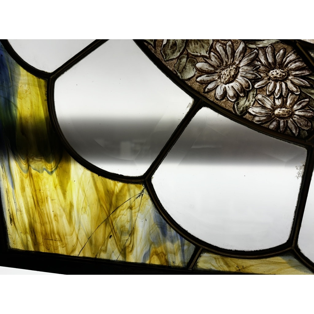 Vitrail Vitraux Femme au panier de fleurs (186 x 79 cm) | Biron 
