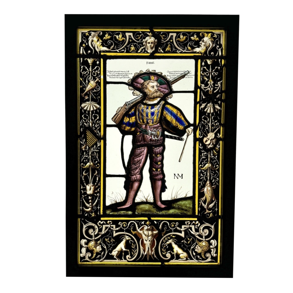 Vitrail homme au mousquet #2 (65 x 42 cm) | Biron 