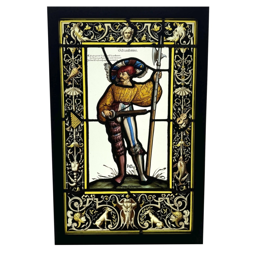 Vitrail à l’hallebardier (65 x 42 cm) | Biron 