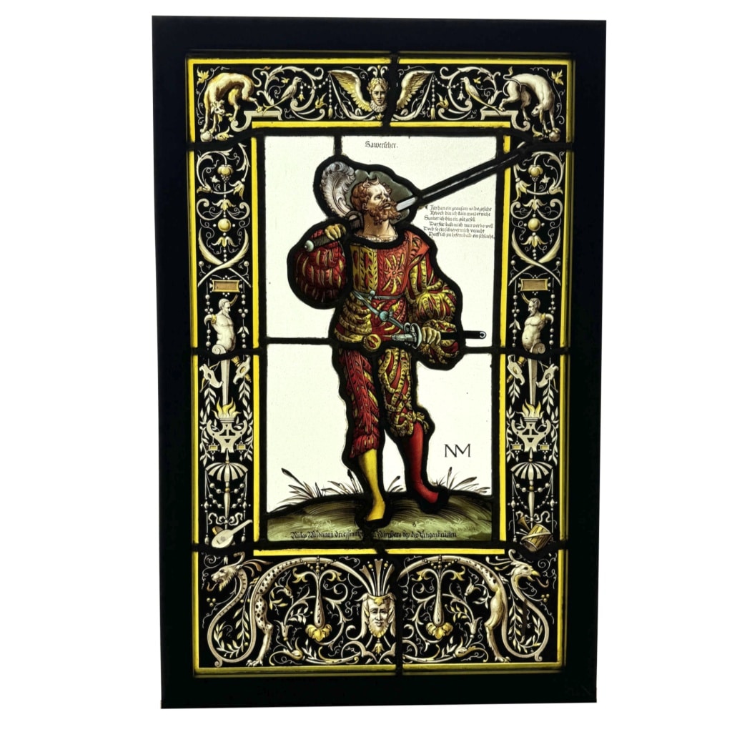 Vitrail au lancier (65 x 42 cm) | Biron 