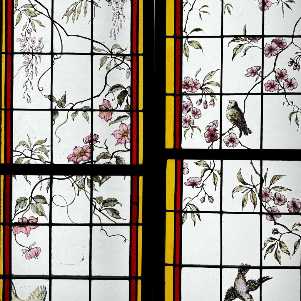 Vitraux aux fleurs et oiseaux (223 x 180 cm) | Biron 
