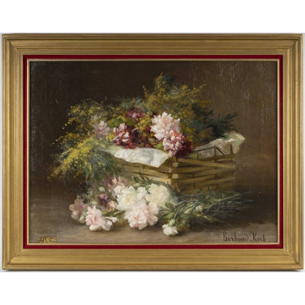 Corbeille de Pivoines et Mimosas signé Barbaud Koch | Biron 