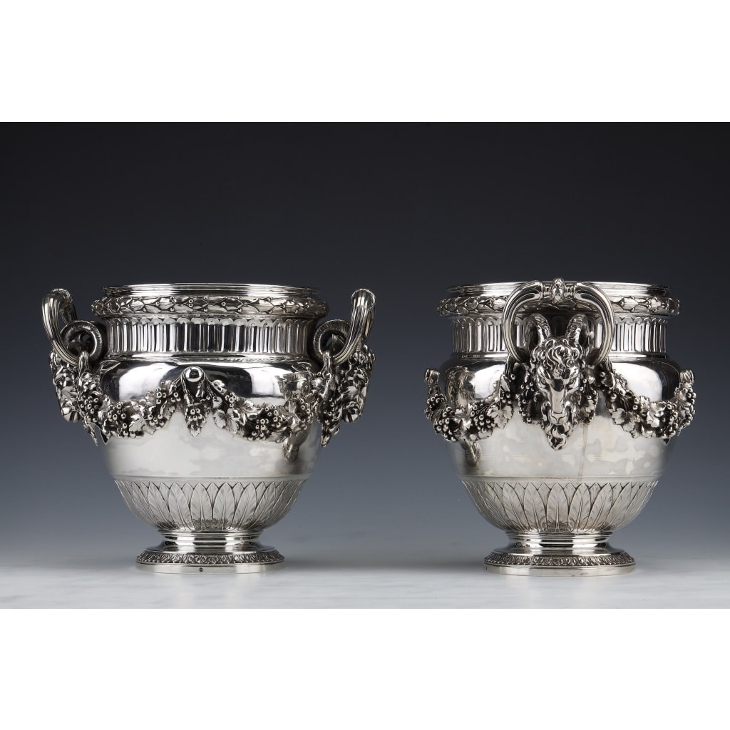 BOIN TABURET – Paire de Rafraichissoirs argent massif Louis XVI – XIXe | Biron 