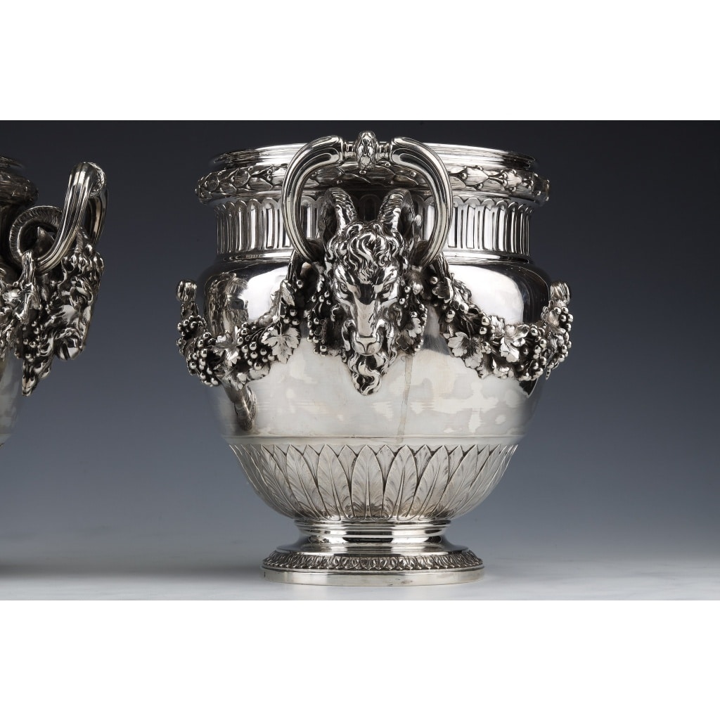 BOIN TABURET – Paire de Rafraichissoirs argent massif Louis XVI – XIXe | Biron 