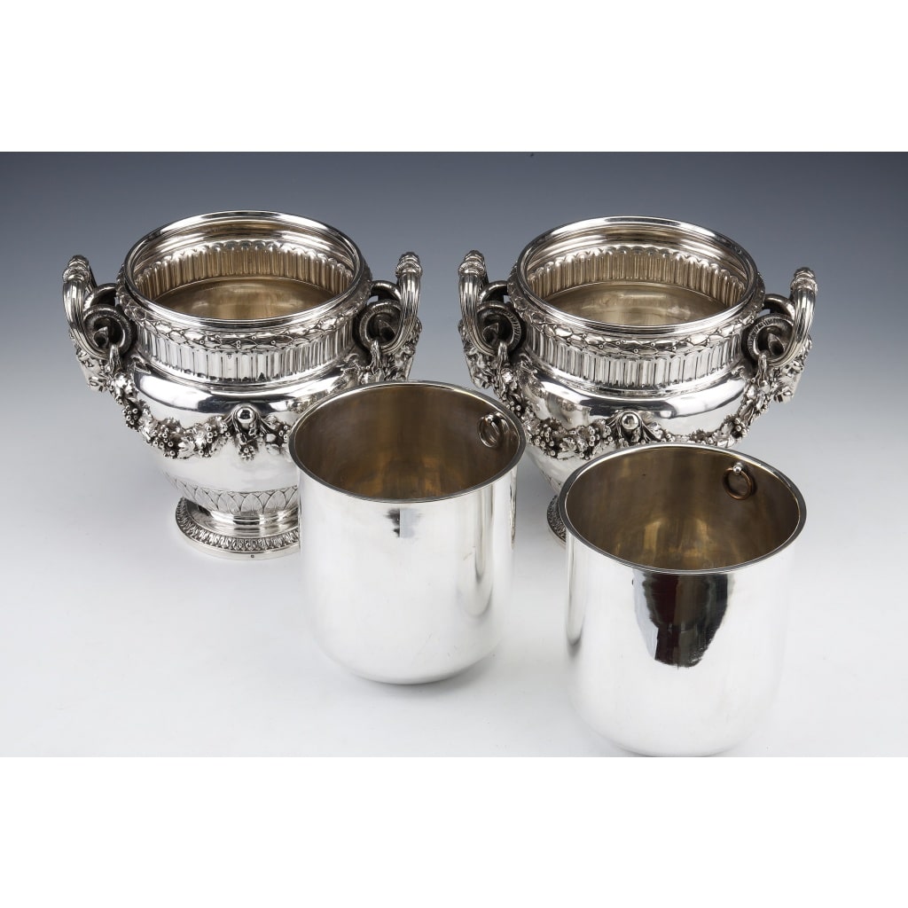 BOIN TABURET – Paire de Rafraichissoirs argent massif Louis XVI – XIXe | Biron 