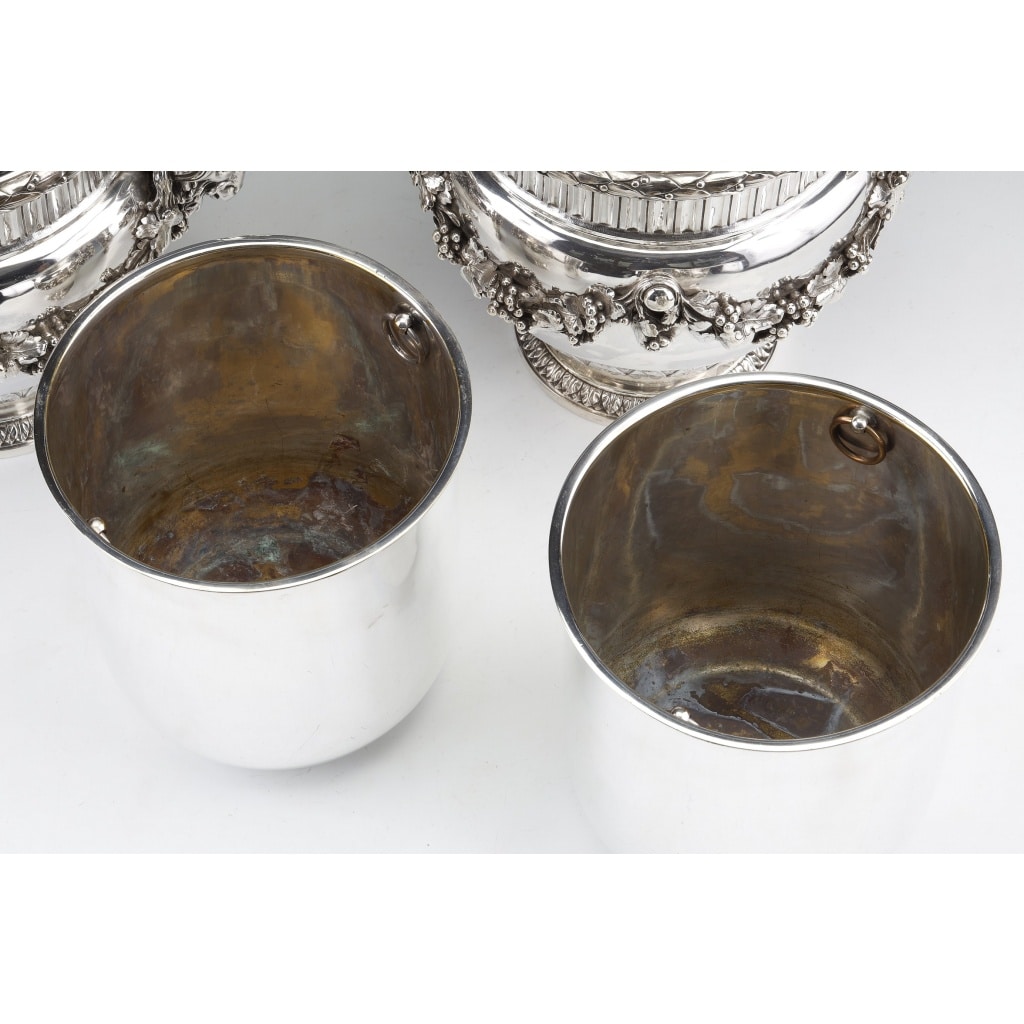 BOIN TABURET – Paire de Rafraichissoirs argent massif Louis XVI – XIXe | Biron 