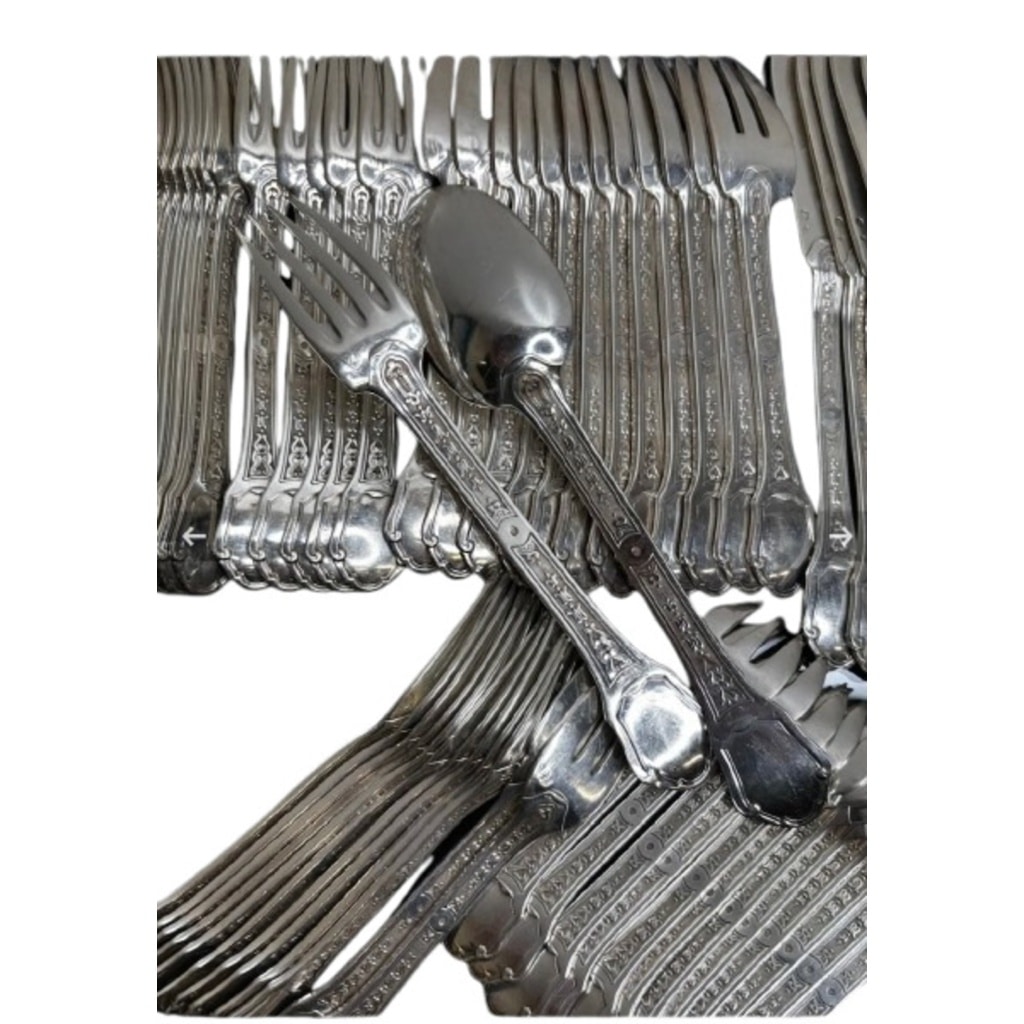 TETARD FRERES MENAGERE 187 PIECES, ARGENT MASSIF EPOQUE 1930 | Biron 