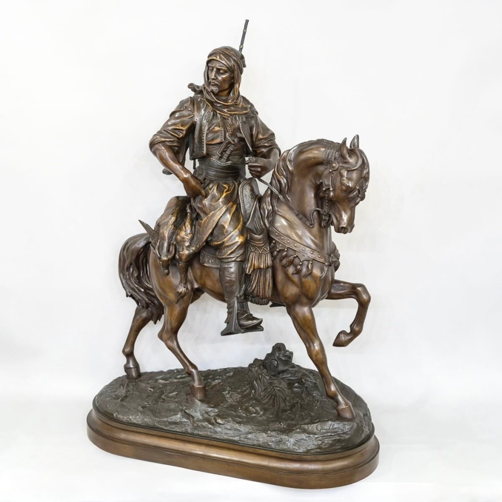 Cavalier Arabe En Retour De Chasse , Alfred Barye (1839-1882) Et Émile Guillemin (1841-1907) | Biron 