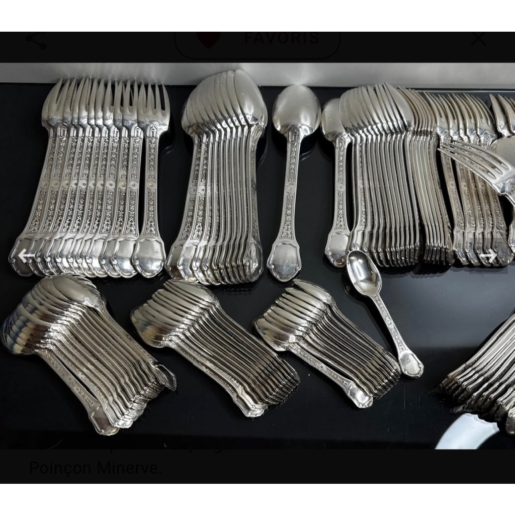 TETARD FRERES MENAGERE 187 PIECES, ARGENT MASSIF EPOQUE 1930 | Biron 