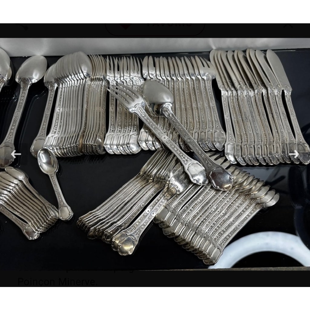 TETARD FRERES MENAGERE 187 PIECES, ARGENT MASSIF EPOQUE 1930 | Biron 