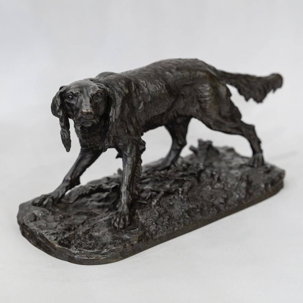Sculpture – Chien De Chasse Setter , Pierre- Jules Mêne (1810-1879) – Bronze | Biron 