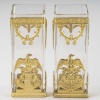 Une paire de vases en cristal de forme carré | Biron 