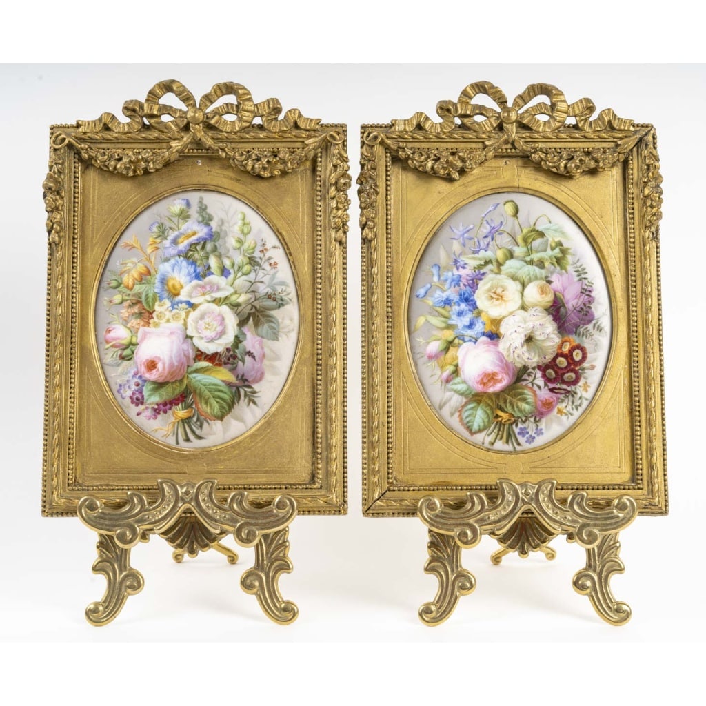 2 tableaux sur porcelaine, attribués à Antoine Kurten, peintre hollandais | Biron 