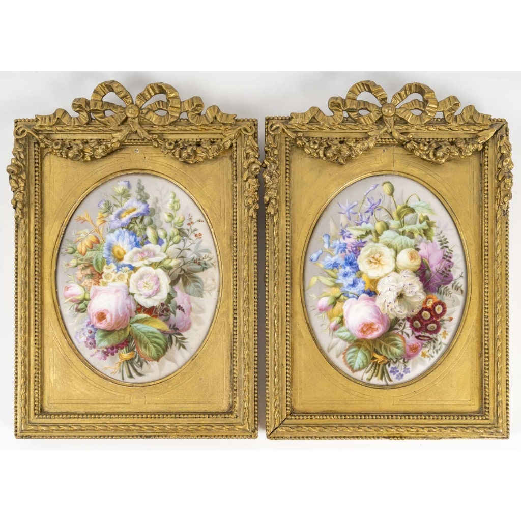 2 tableaux sur porcelaine, attribués à Antoine Kurten, peintre hollandais | Biron 