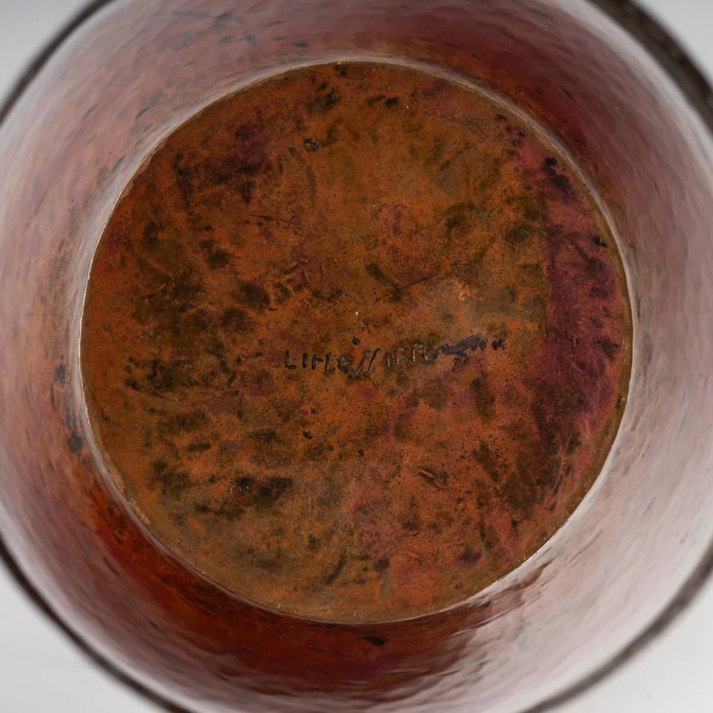 Claudius Linossier (1893-1953), Vase Art Déco en Dinanderie circa 1930 | Biron 