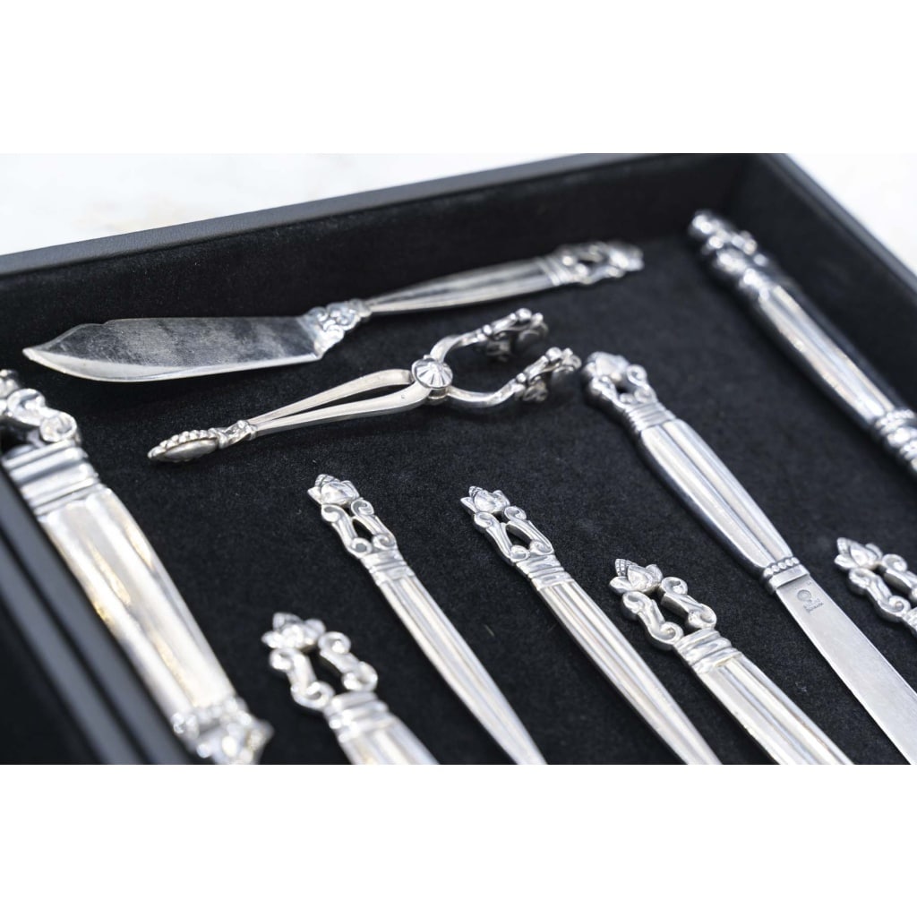 GEORG JENSEN , Ménagère « Acorn », Argent massif 925 | Biron 