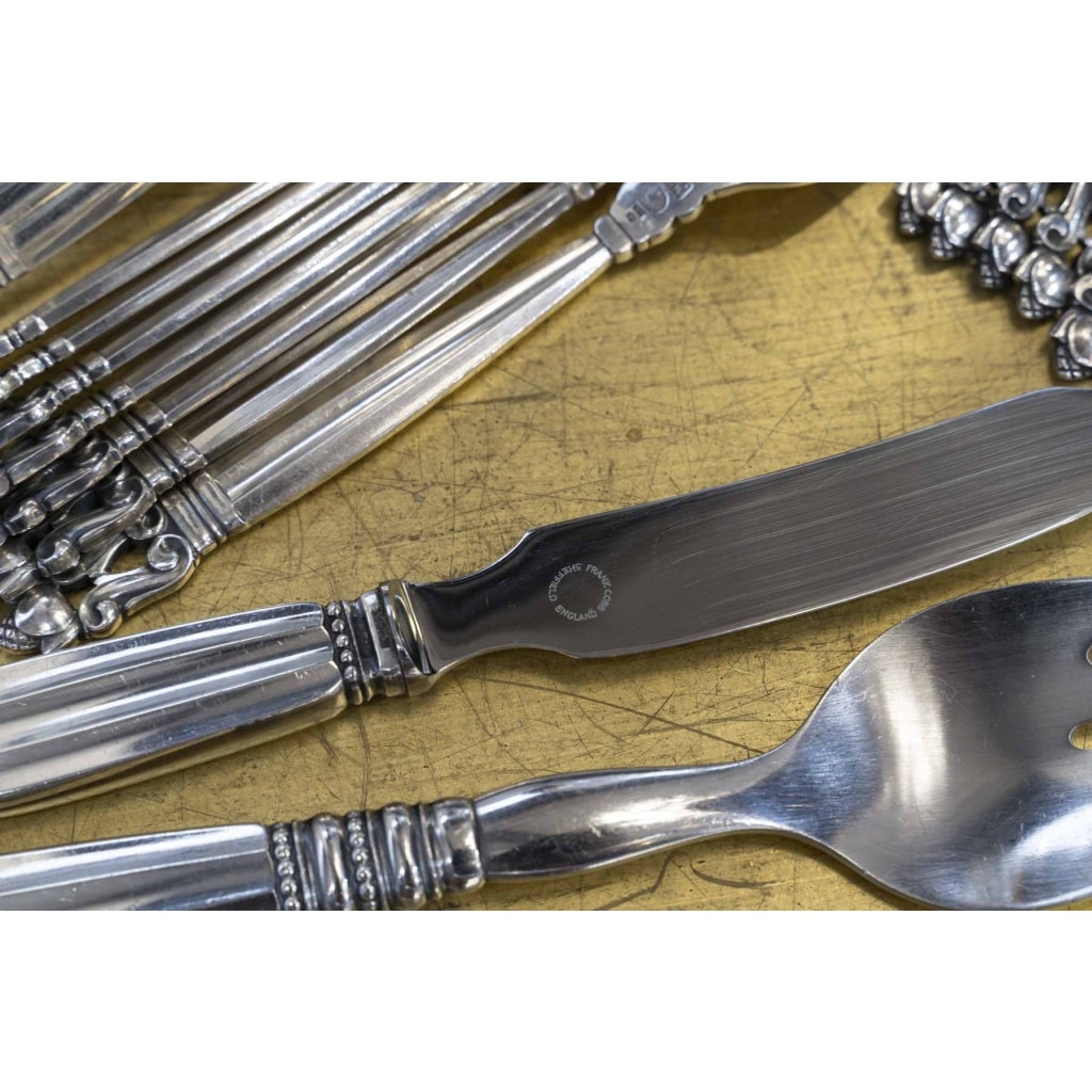 GEORG JENSEN , Ménagère « Acorn », Argent massif 925 | Biron 