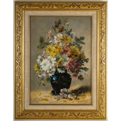 Eugène Henri Cauchois (1850-1911) Bouquet de marguerites huile sur toile vers 1890