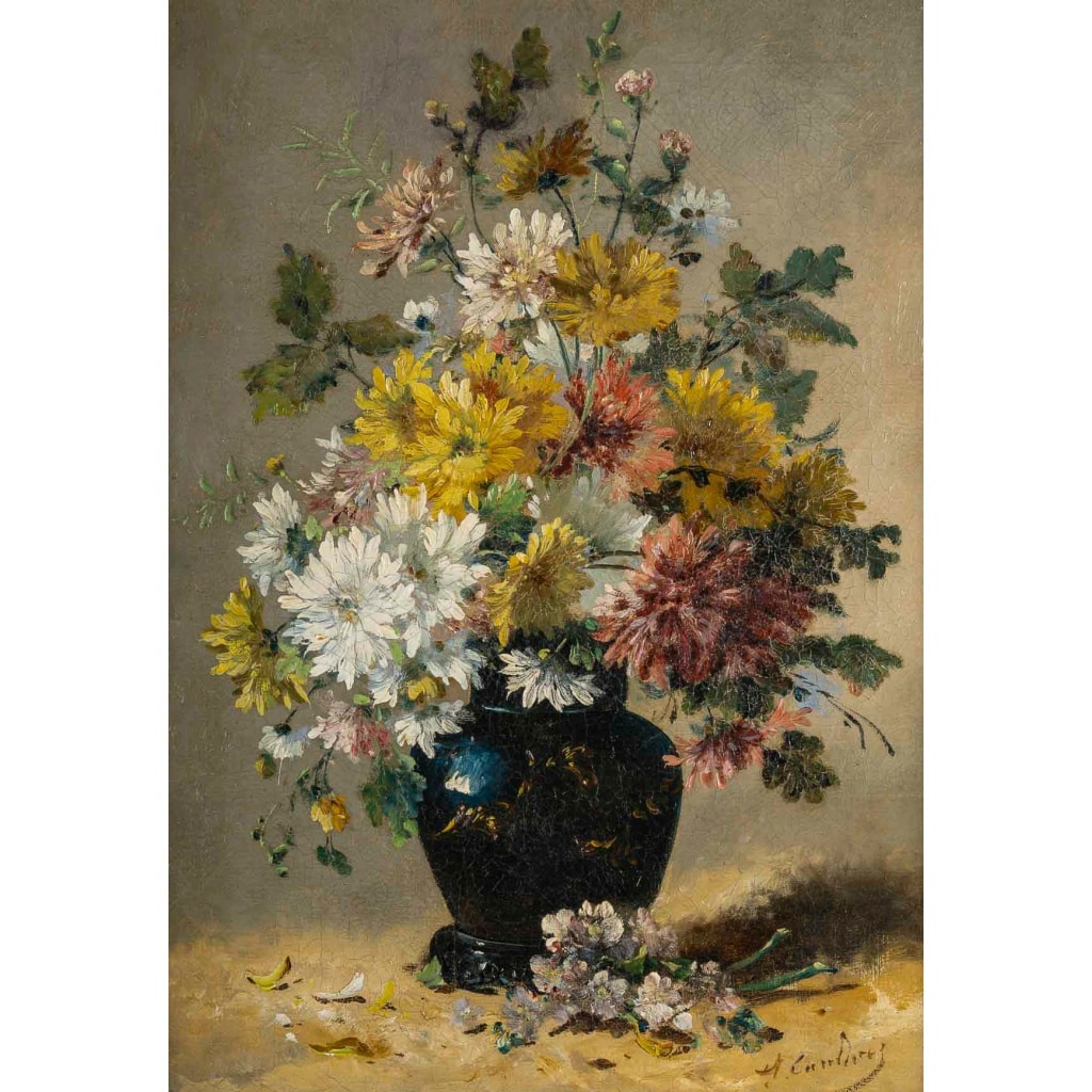 Eugène Henri Cauchois (1850-1911) Bouquet de marguerites huile sur toile vers 1890 | Biron 