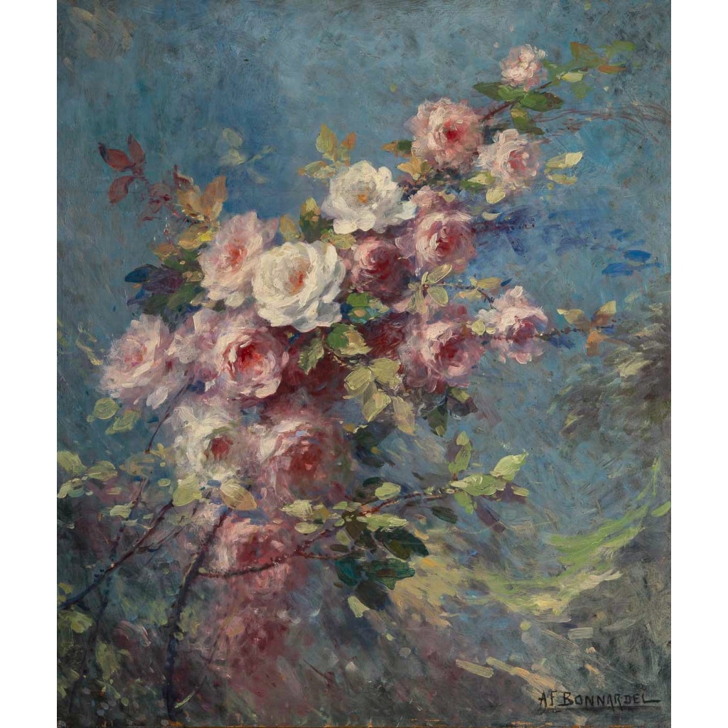 Alexandre François Bonnardel (1867-1942) La Branche de Rosier huile sur bois vers 1900 | Biron 