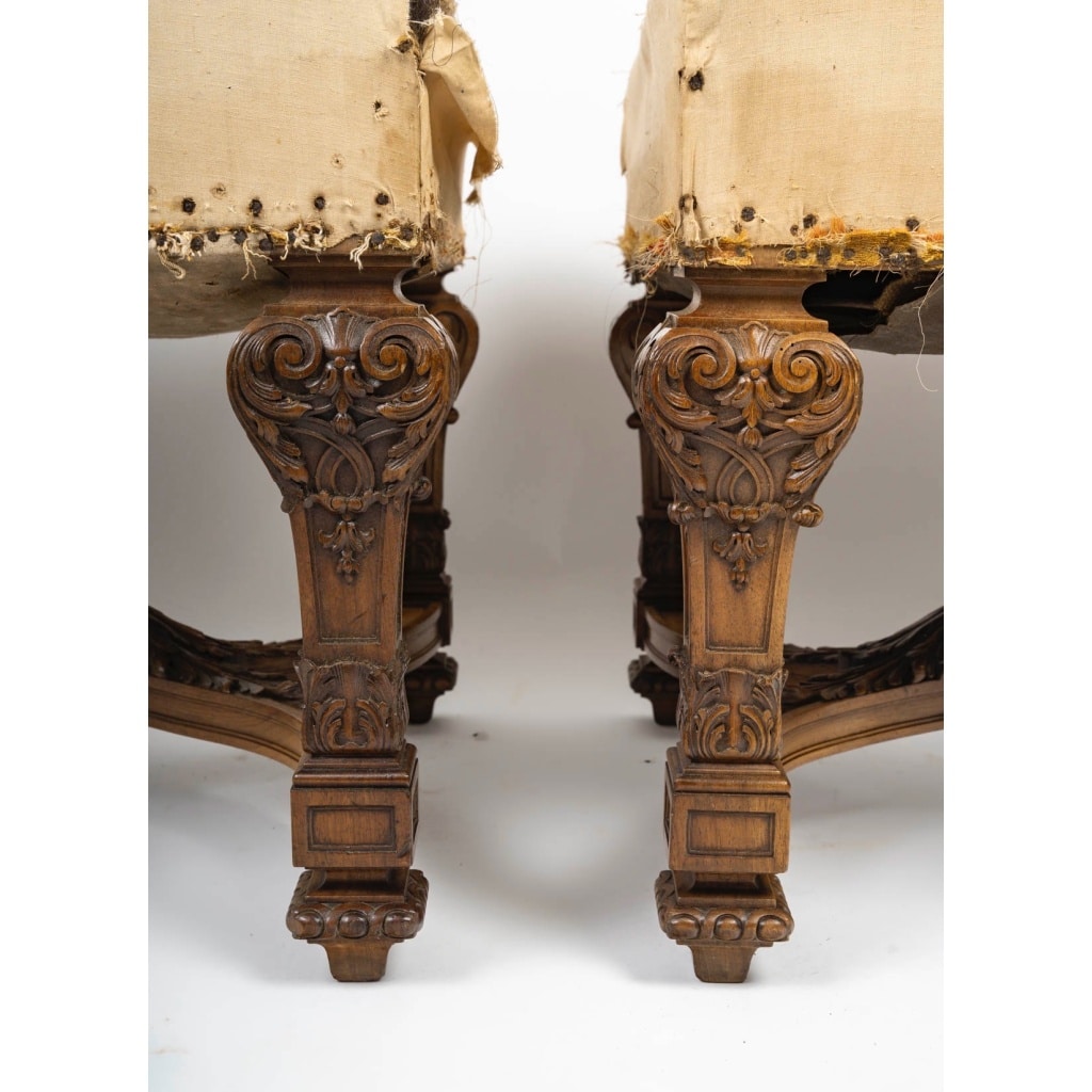 Paire de Tabourets de Style Louis XIV, circa 1880 | Biron 