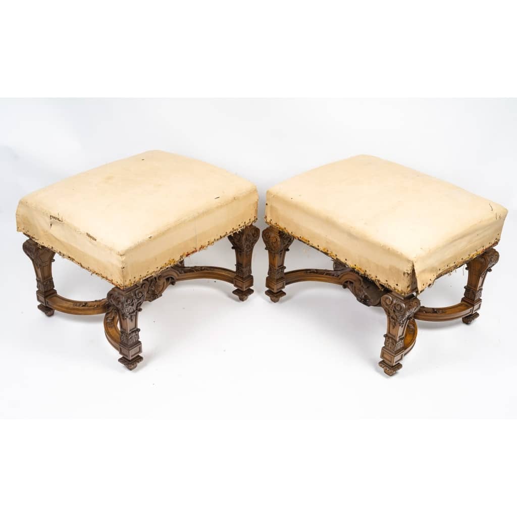 Paire de Tabourets de Style Louis XIV, circa 1880 | Biron 