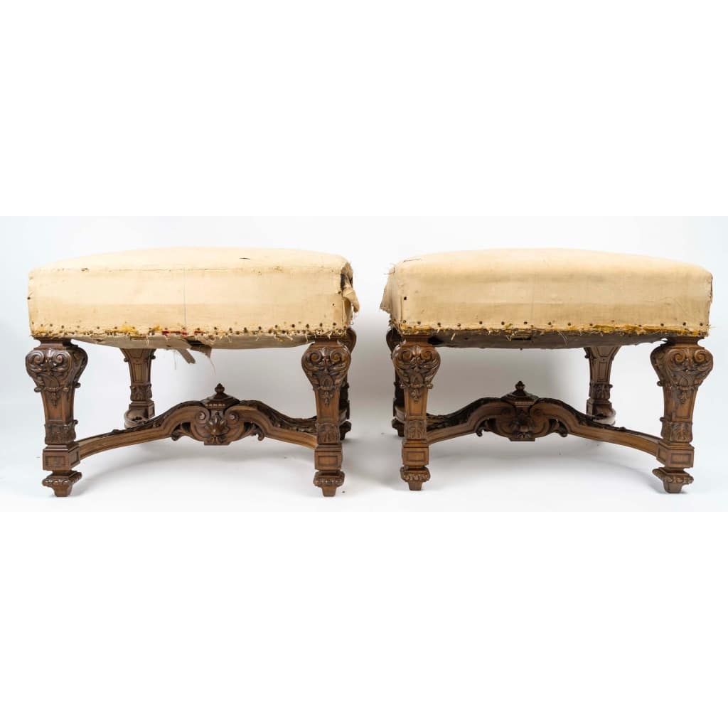 Paire de Tabourets de Style Louis XIV, circa 1880 | Biron 
