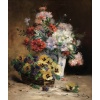 CAUCHOIX Eugène Bouquet d’oeillets Panier De Pensées Huile Toile Signée certificat d’authenticité | Biron 