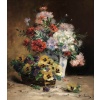 CAUCHOIX Eugène Bouquet d’oeillets Panier De Pensées Huile Toile Signée certificat d’authenticité | Biron 