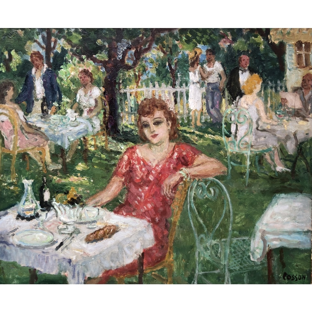 COSSON Marcel Peinture 20è Le déjeuner à la campagne Huile Panneau Signée Certificat d’Authenticité | Biron 
