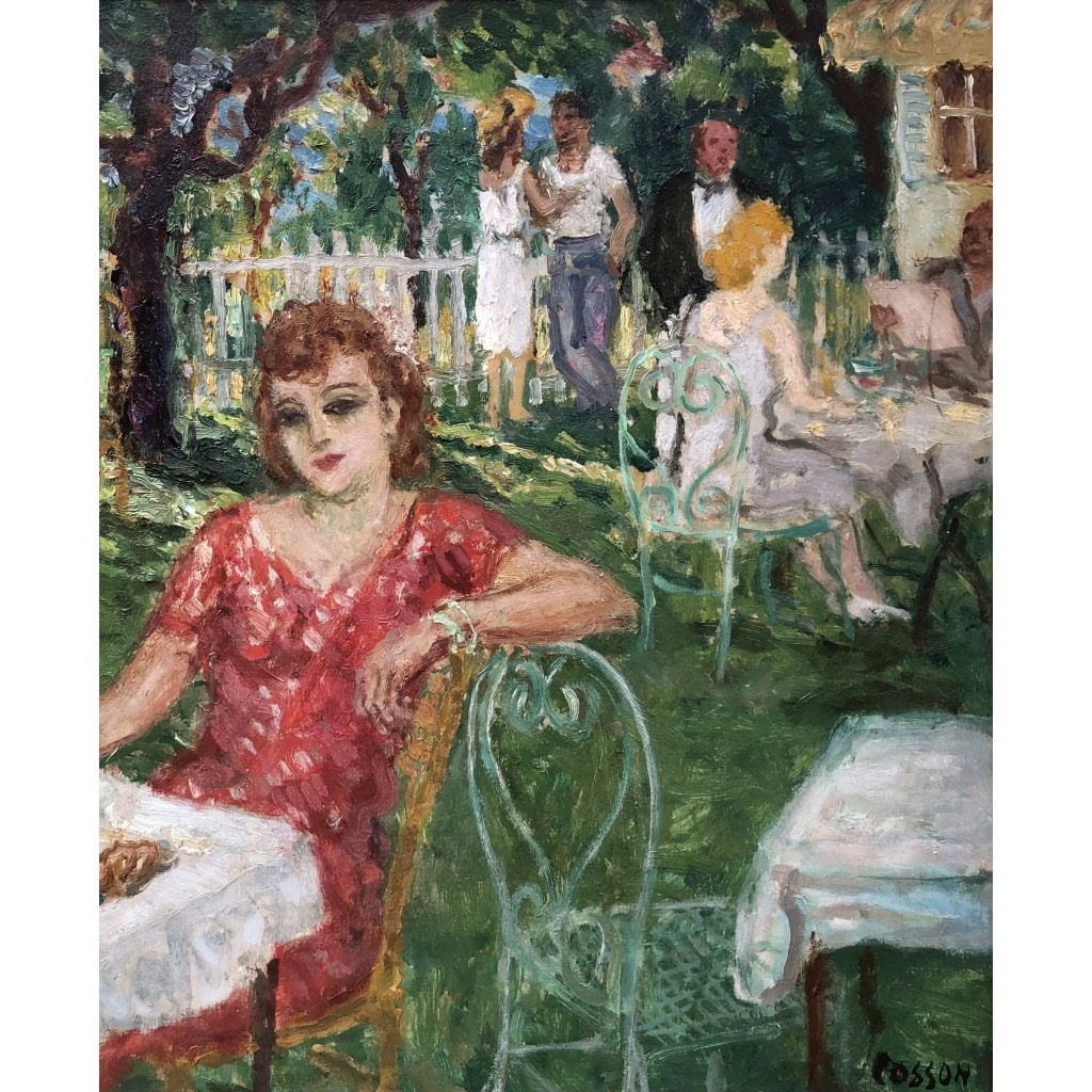 COSSON Marcel Peinture 20è Le déjeuner à la campagne Huile Panneau Signée Certificat d’Authenticité | Biron 