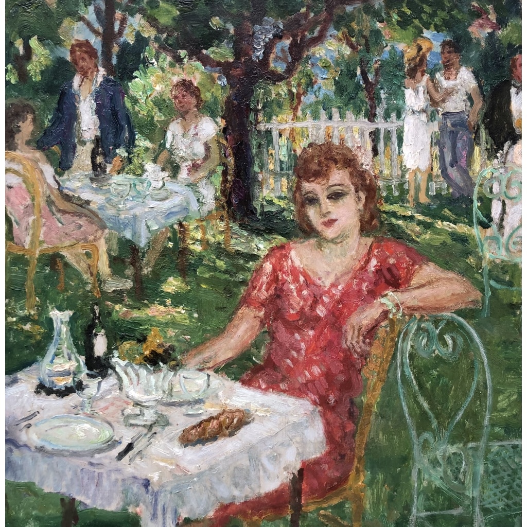 COSSON Marcel Peinture 20è Le déjeuner à la campagne Huile Panneau Signée Certificat d’Authenticité | Biron 