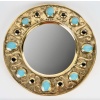 1970 Miroir Francois Lembo, Céramique, Bijoux, Or, Vert Emeraude, Signé 7
