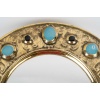 1970 Miroir Francois Lembo, Céramique, Bijoux, Or, Vert Emeraude, Signé 11