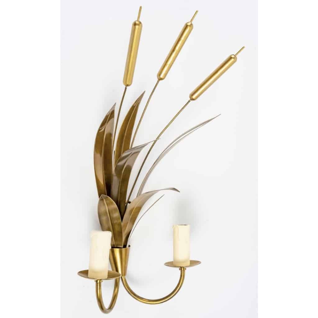1960 Paire d’appliques en laiton « Bouquet de joncs » Maison FlorArt | Biron 