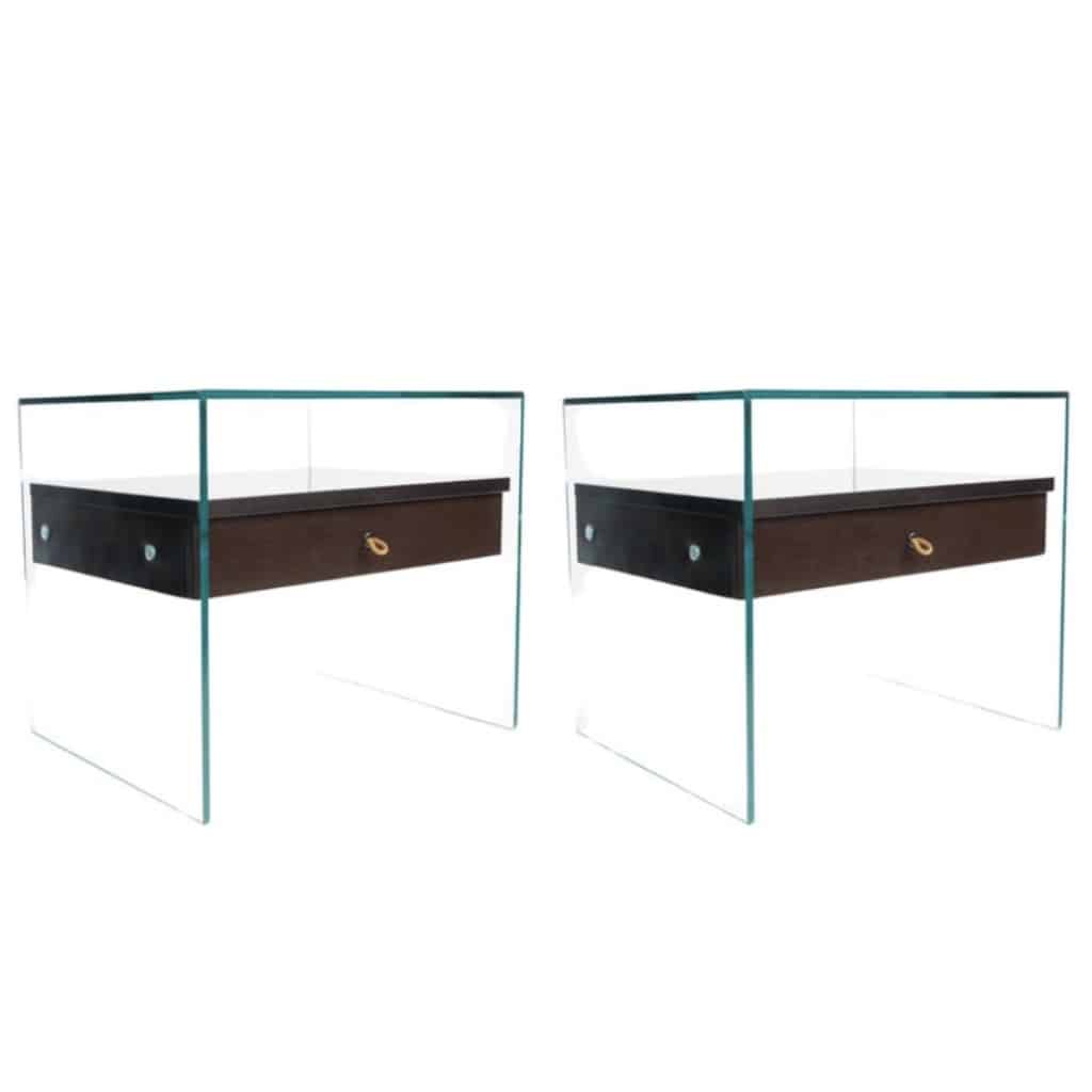 1970 Paire de tables de chevet modernistes Maison Roche | Biron 