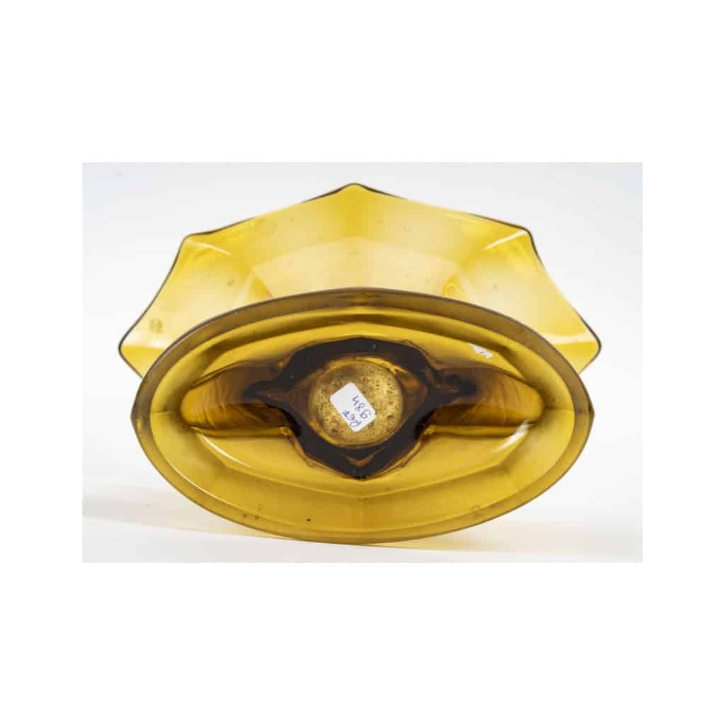 Coupe des années 1930, d’époque Art Déco en pâte de verre de couleur jaune. | Biron 