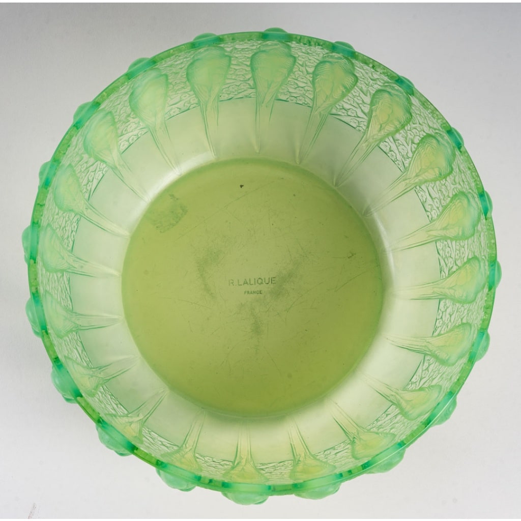 René Lalique :Coupe « Perruches » peppermint 1931 | Biron 