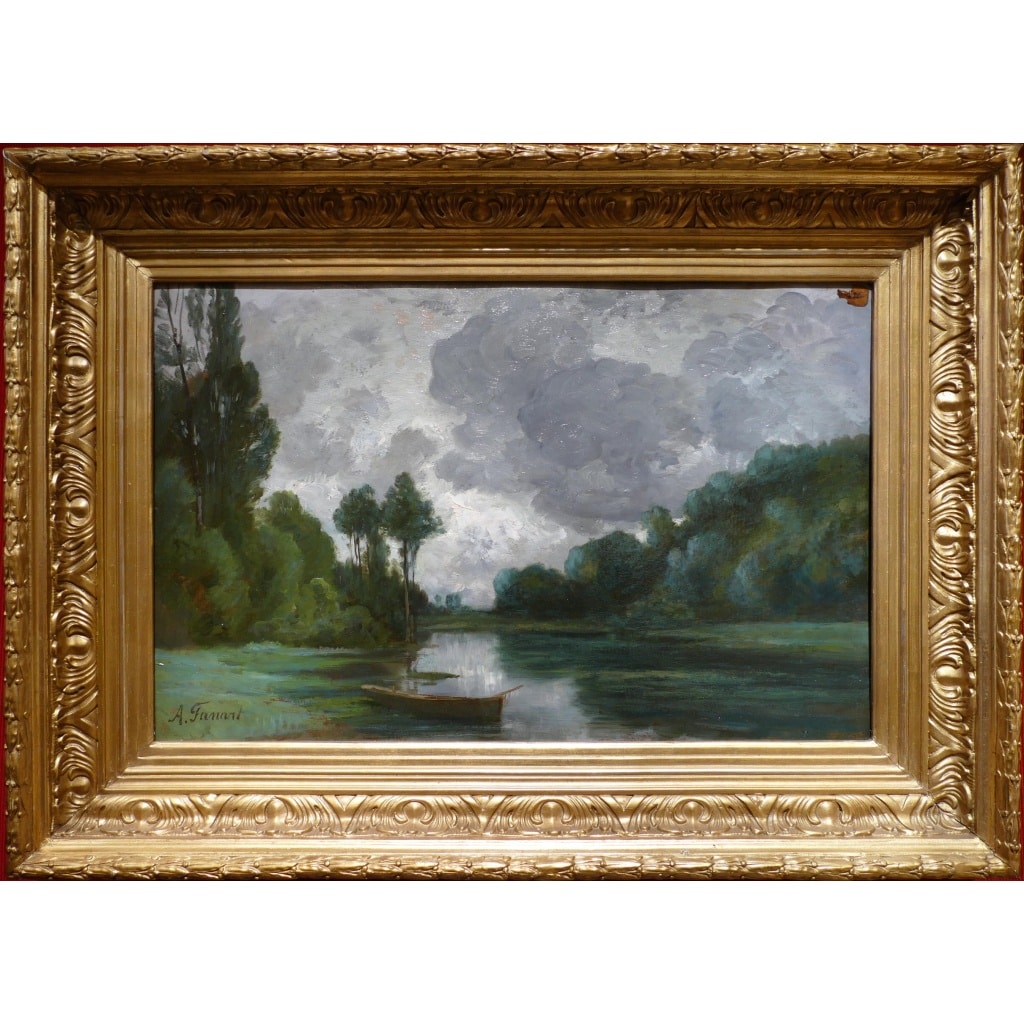 FANART Antonin Peinture Française XIXè Siècle Bord De Rivière Huile Sur Carton Signée Certificat d’authenticité | Biron 